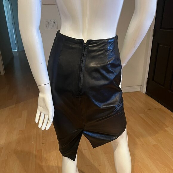 VINTAGE VAKKO LEATHER PENCIL SKIRT SIZE 4 - Picture 3 of 4